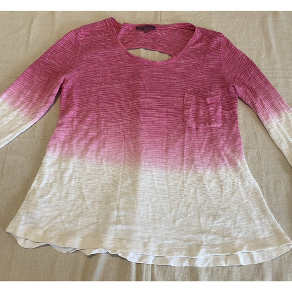 Z by Zobha Pullover Top Womens XL / 2XL Pink & White Ombre wBack Cut Out Blouse - Picture 3 of 11